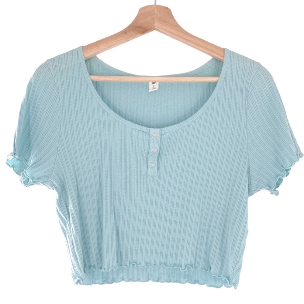 BP Crop Top Women's Knit Top Henley Pointelle Crop Top